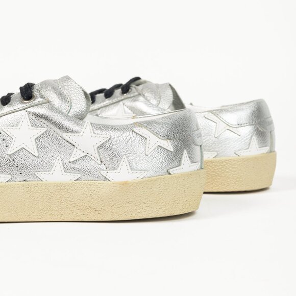 Saint Laurent Court Classic Star Metallic Silver Low-Top Sneakers - Picture 9 of 10